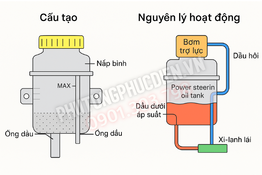 bình dầu trợ lực lái fvr frr
